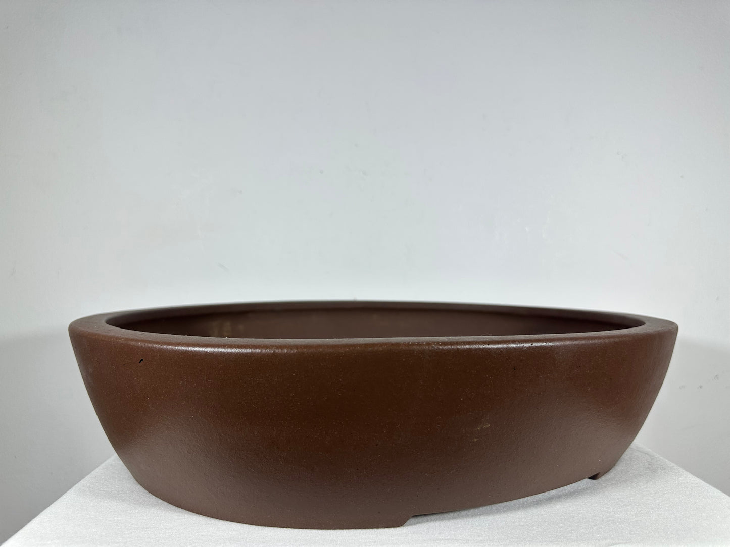 Preowned Japanese Tokoname Unglazed Oval Bonsai Pot Yamaaki - 19” By 15.75”