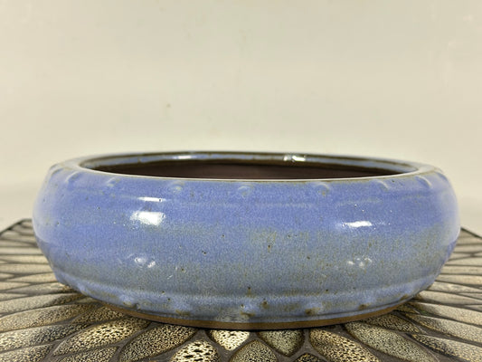 Preowned Japanese Tokoname Drum Style Bonsai Pot Yamaaki - 10” By 2 7/8”