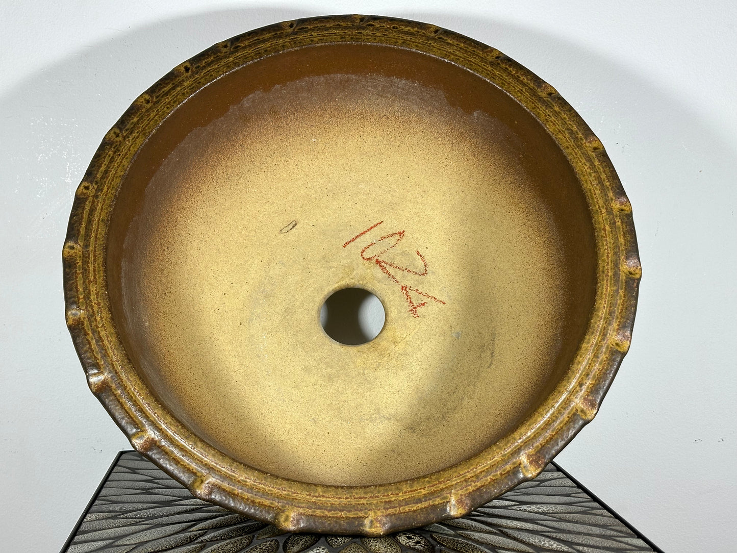 Preowned Vintage Japanese Tokoname Round Bonsai Pot Shigaraki - 18” By 7.25”