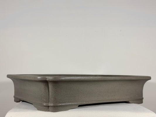 Preowned Japanese Tokoname Unglazed Rectangular Bonsai Pot Keizan - 19” x 14.25” x 4”