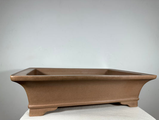 Preowned Japanese Tokoname Unglazed Rectangular Bonsai Pot Seizan - 19.5” By 14.25”