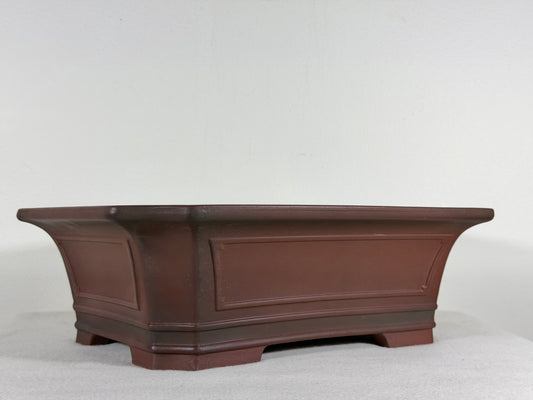 Preowned Japanese Tokoname Unglazed Rectangular Bonsai Pot Bigei - 12.25” By 9.5”