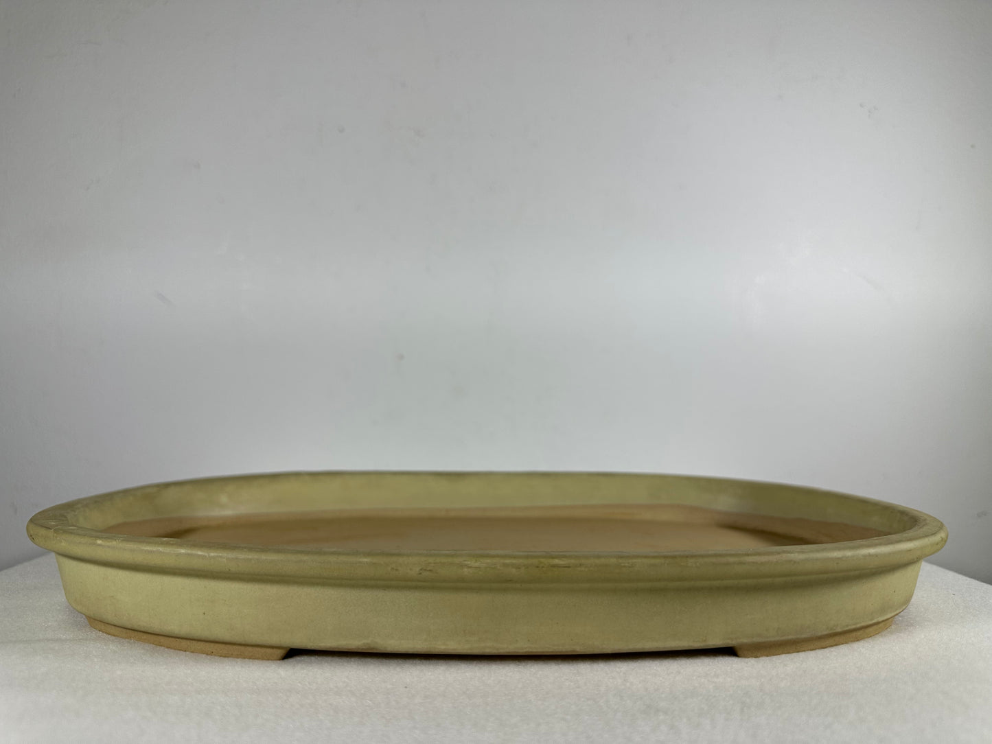 Preowned Japanese Glazed Oval Shallow Bonsai Pot - 13.25” By 8.5”