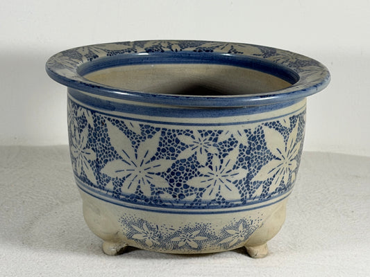 Preowned Old Japanese Glazed Round Bonsai Pot - 7.75” By 5.25”