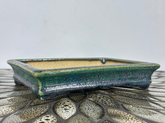 Preowned Japanese Tokoname Rectangular Bonsai Pot Aiba Koyo - 6.75” By 5 1/8”