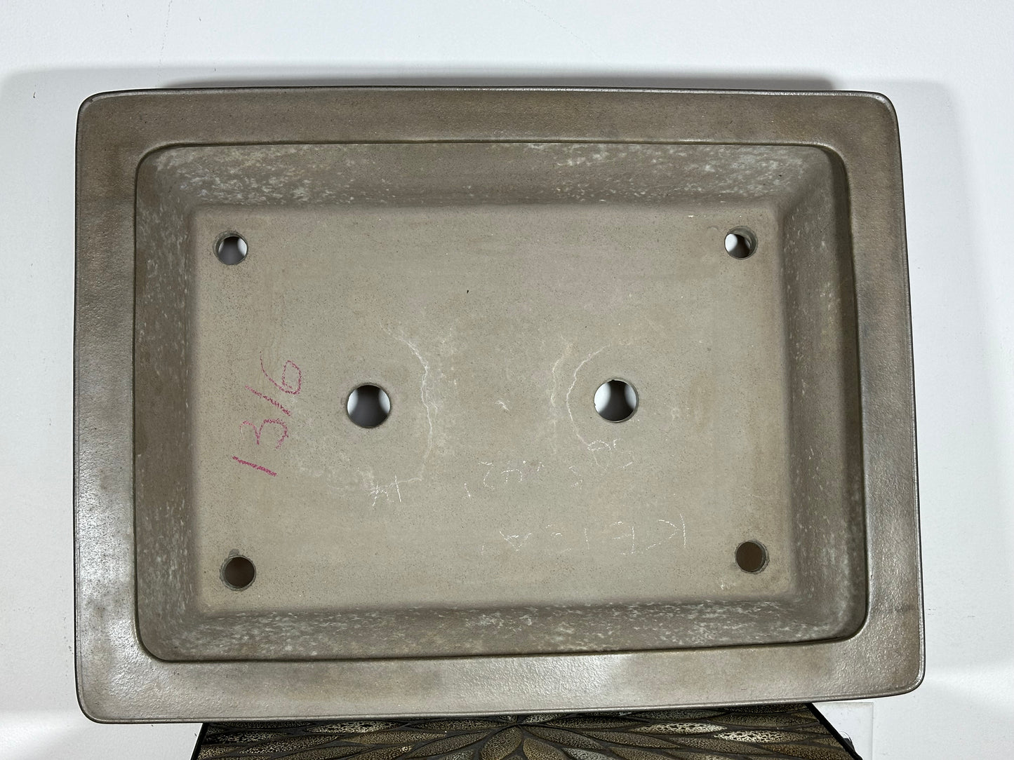 Preowned Japanese Tokoname Unglazed Rectangular Bonsai Pot Keizan - 22.25” By 16.75”