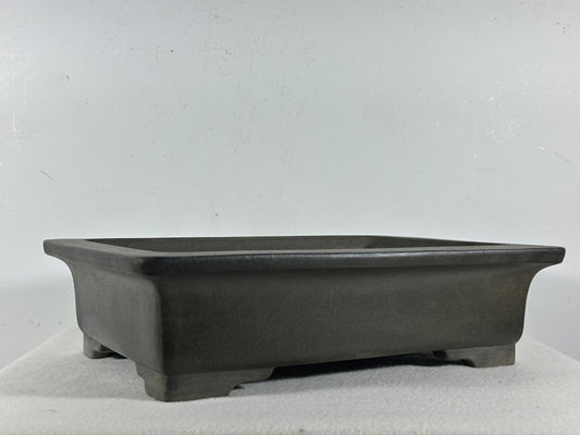 Preowned Japanese Tokoname Unglazed Rectangular Bonsai Pot Seizan - 12.75” By 9.5”