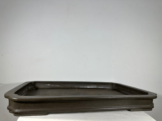 Preowned Japanese Tokoname Unglazed Rectangular Shallow Bonsai Pot Seizan - 22.5” By 15.25”