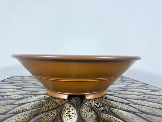 Preowned Japanese Tokoname Round Bonsai Pot Bigei - 9.5” By 2 7/8”