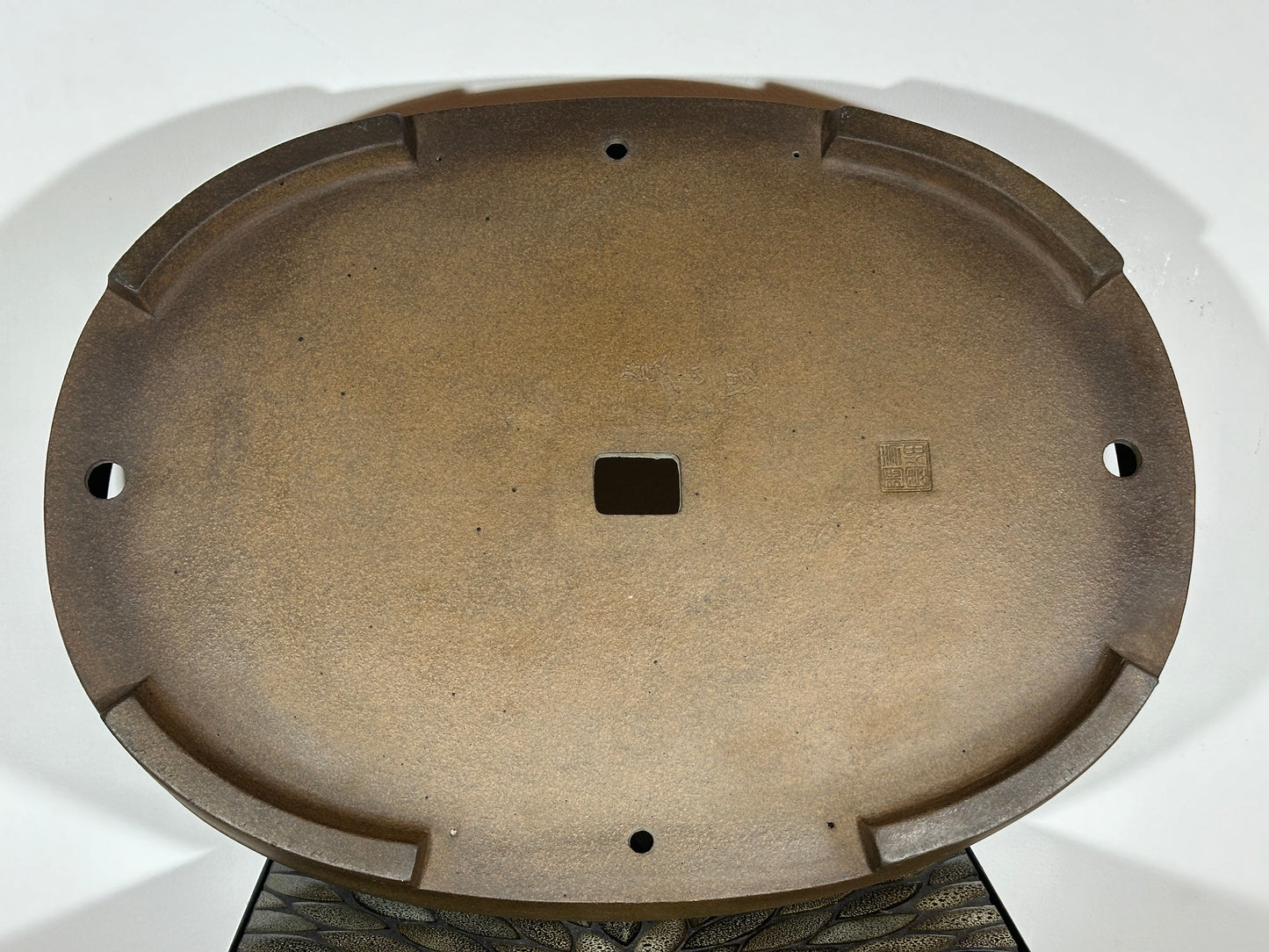 Preowned Vintage Japanese Tokoname Oval Bonsai Pot Mazan Terahata - 24” By 17.5”
