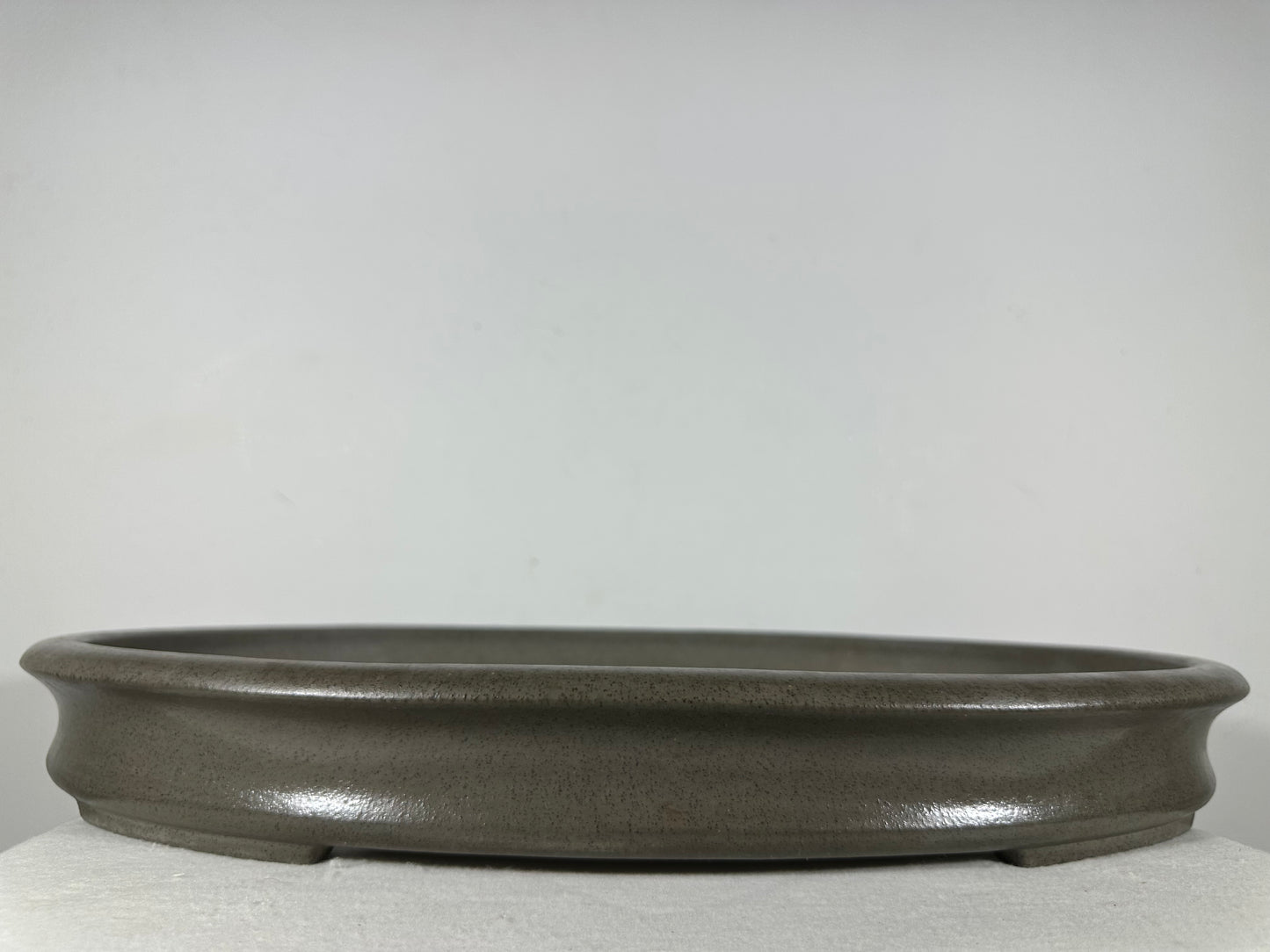 Preowned Japanese Tokoname Unglazed Shallow Oval Bonsai Pot Seizan - 20.5” By 14.5”