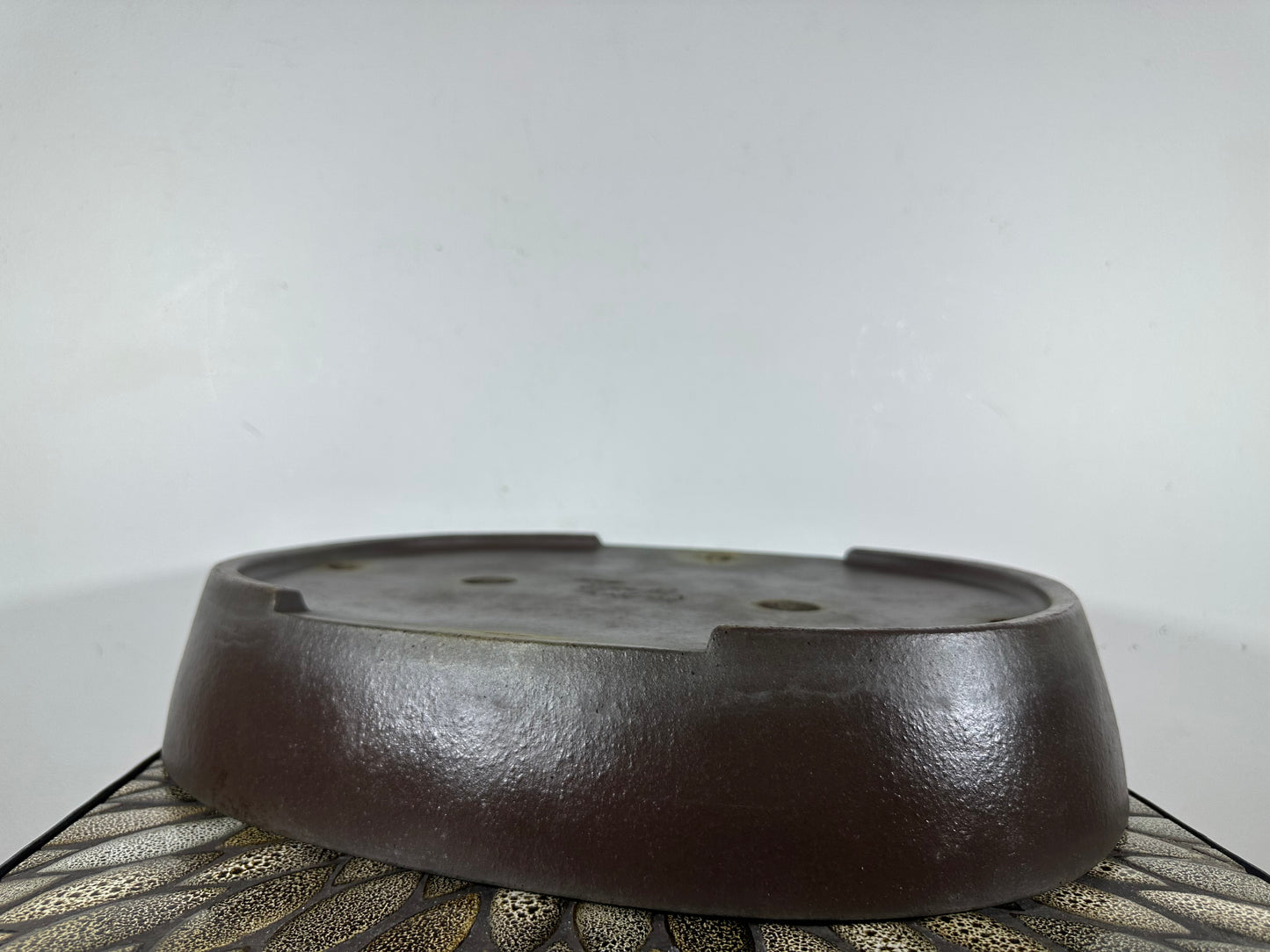 Preowned Japanese Tokoname Unglazed Oval Bonsai Pot Yamaaki - 16.75” By 13.25”