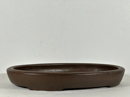 Preowned Japanese Tokoname Unglazed Oval Shallow Bonsai Pot Seizan - 12.5” By 9”