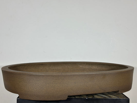 Preowned Vintage Japanese Tokoname Oval Bonsai Pot Mazan Terahata - 24” By 17.5”