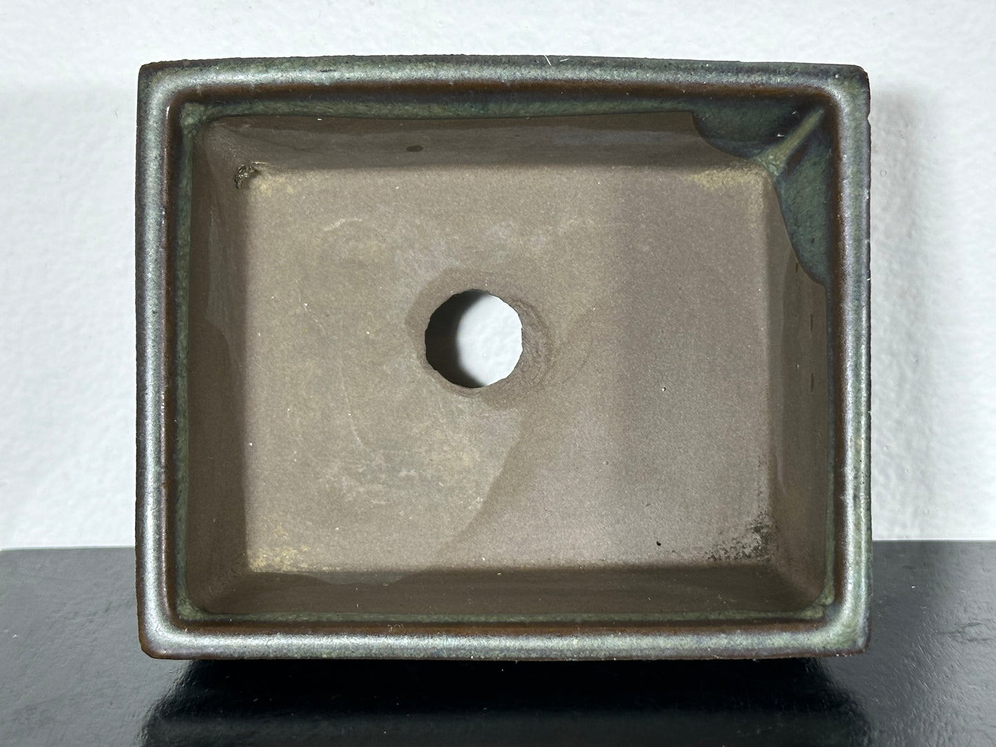 Preowned Japanese Tokoname Rectangular Bonsai Pot - 3.5” By 2 7/8”