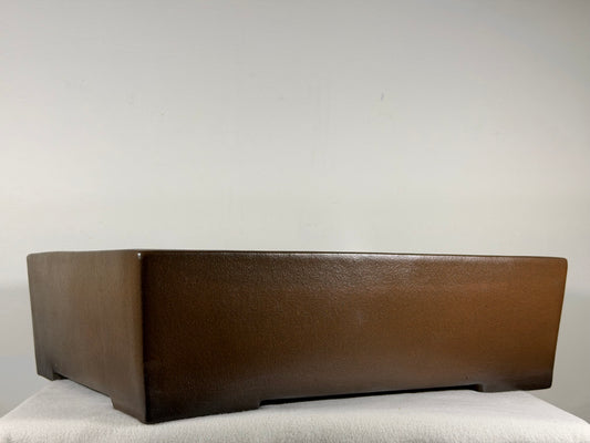 Preowned Japanese Tokoname Unglazed Rectangular Bonsai Pot Gyouzan Nakano - 16.5” By 12.75”