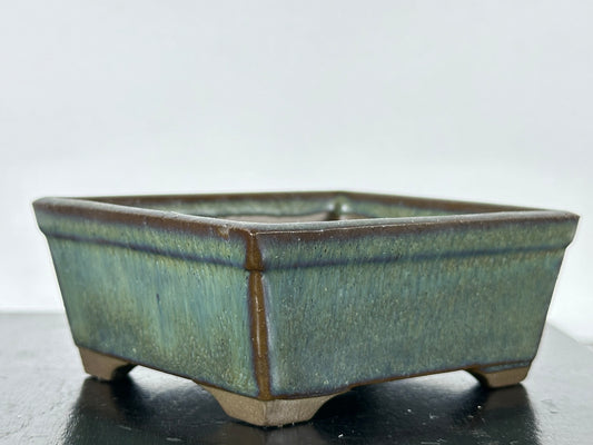 Preowned Japanese Tokoname Rectangular Bonsai Pot - 3.5” By 2 7/8”