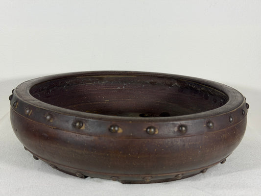 Preowned Japanese Tokoname Drum Style Bonsai Pot - 12.5” By 3 3/8”