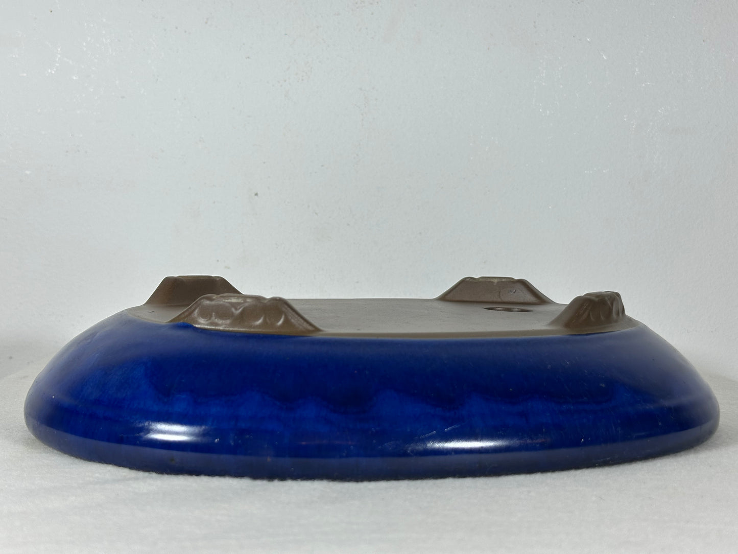 Preowned Japanese Tokoname Glazed Oval Shallow Bonsai Pot - 13.25” By 9”