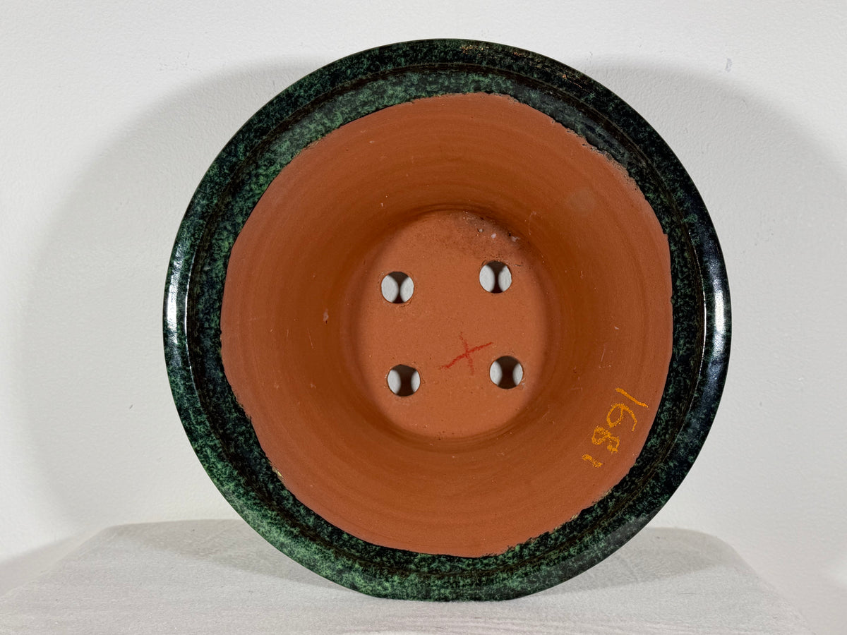New Japanese Tokoname Glazed Round Bonsai Pot Syuhou Yoshimura - 12” By 6.25”