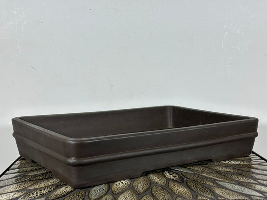 Preowned Japanese Tokoname Shallow Unglazed Rectangular Bonsai Pot Senkoen - 14” By 9.5”