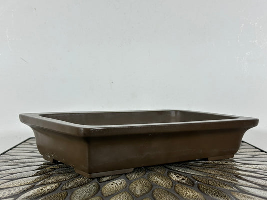 Preowned Vintage Japanese Tokoname Unglazed Rectangular Bonsai Pot Yamaaki - 11.5” By 7”
