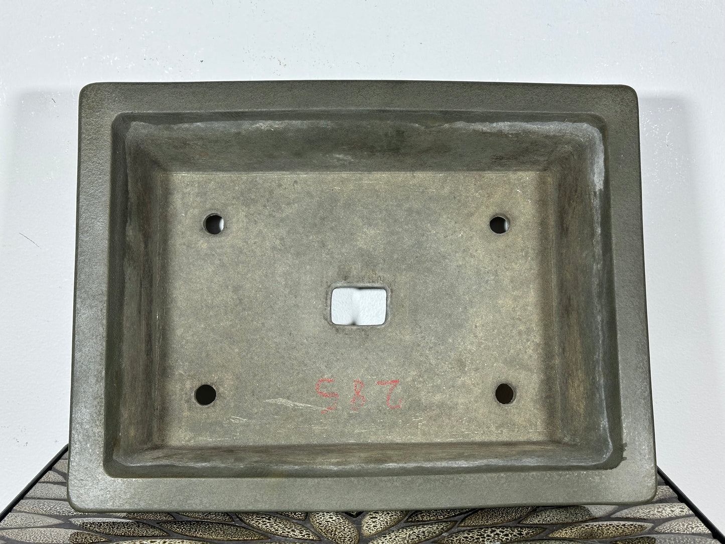 Preowned Vintage Japanese Tokoname Unglazed Rectangular Bonsai Pot Yamakou - 13 3/8” By 10.25”