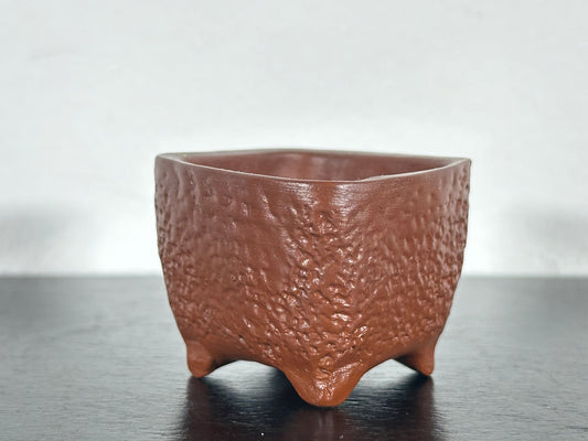 Preowned Japanese Tokoname Square Semi Cascade Bonsai Pot with Stamps - 1.75” By 1.25”