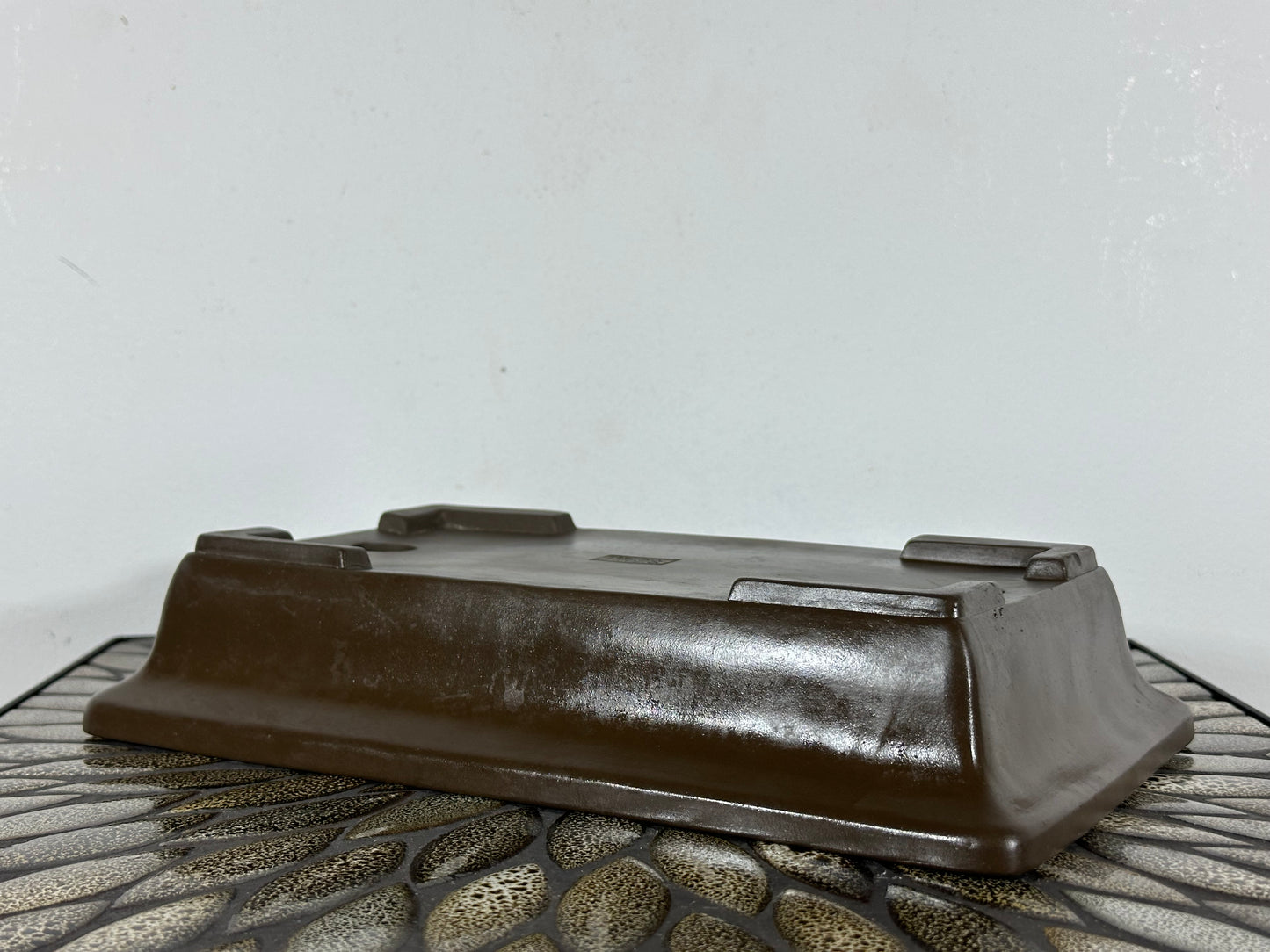 Preowned Vintage Japanese Tokoname Unglazed Rectangular Bonsai Pot Yamaaki - 11.5” By 7”