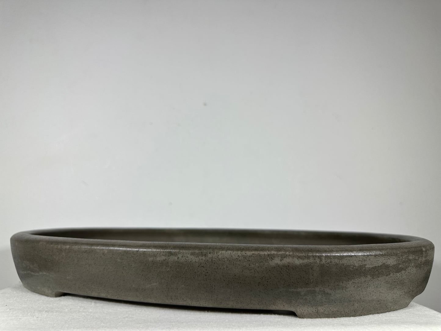 Preowned Japanese Tokoname Unglazed Oval Shallow Bonsai Pot Seizan - 20.75” By 14.75”