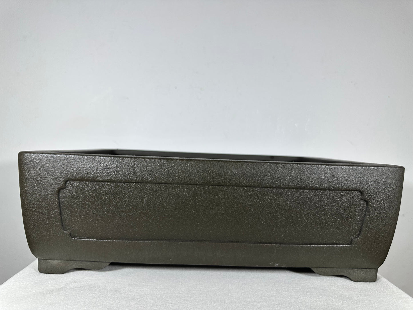 Preowned Vintage Japanese Tokoname Unglazed Rectangular Bonsai Pot Yamaaki - 16.5” By 12.25”