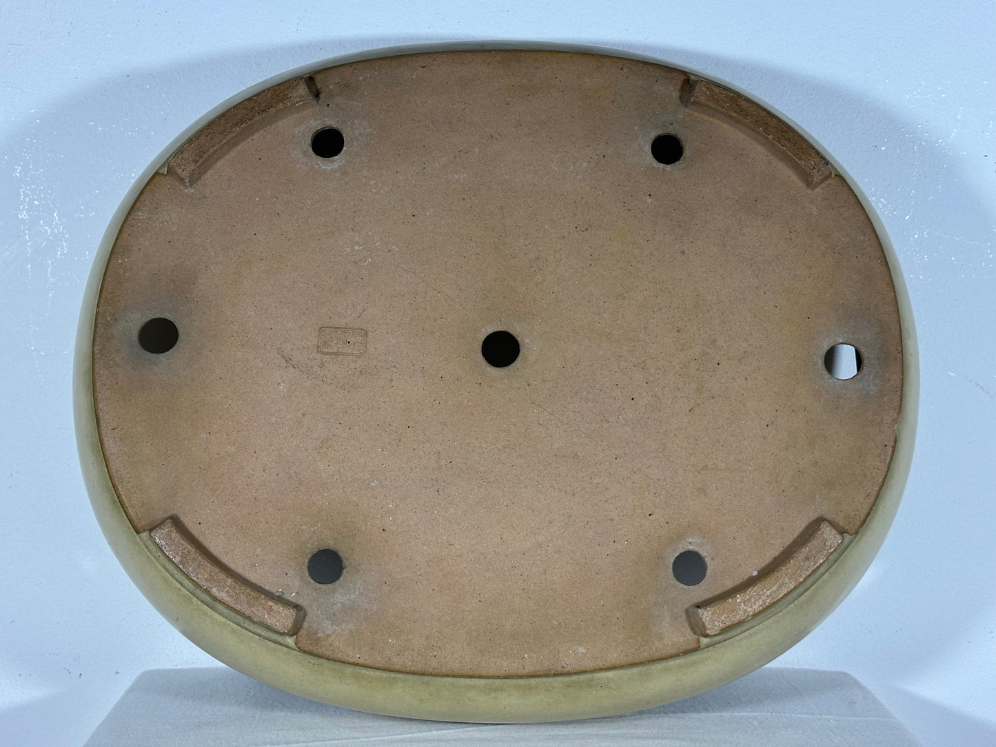 Preowned Vintage Japanese Tokoname Glazed Oval Bonsai Pot Reiho - 17.5” By 14.25”