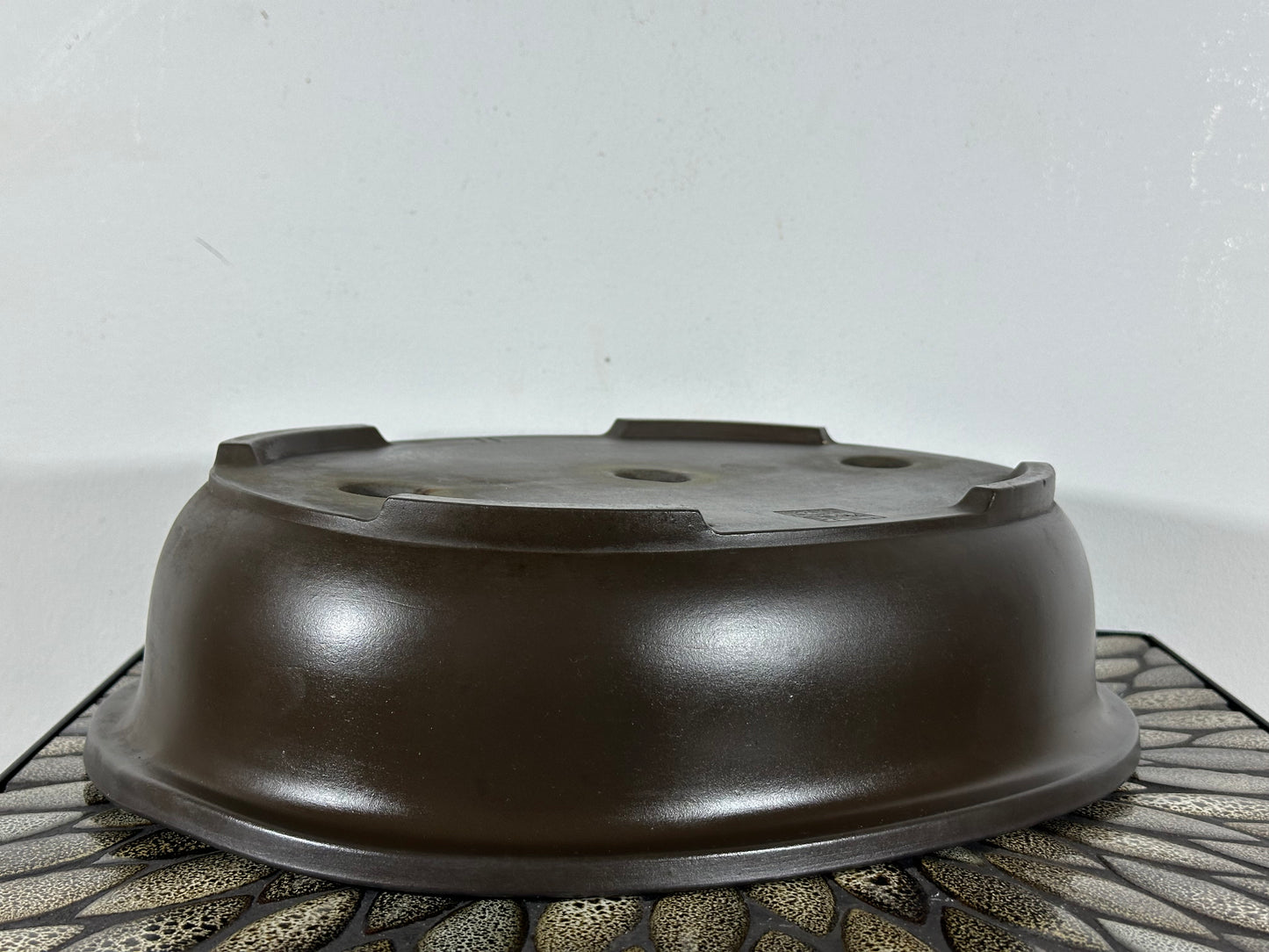 Preowned Japanese Tokoname Unglazed Oval Bonsai Pot Kaiyou - 13.75” By 10 5/8”