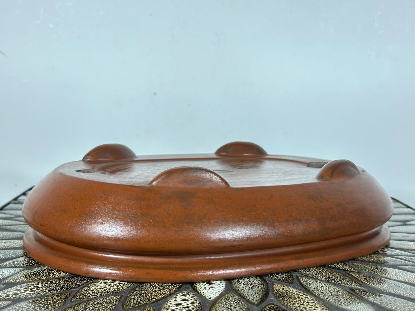 Preowned Japanese Tokoname Unglazed Bag Style Bonsai Pot Yamaaki - 11.75” By 8”