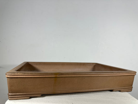 Preowned Japanese Tokoname Unglazed Rectangular Bonsai Pot Seizan - 19” By 13”