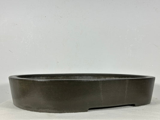 Preowned Japanese Tokoname Unglazed Oval Bonsai Pot Seizan - 14.75” By 11.75”