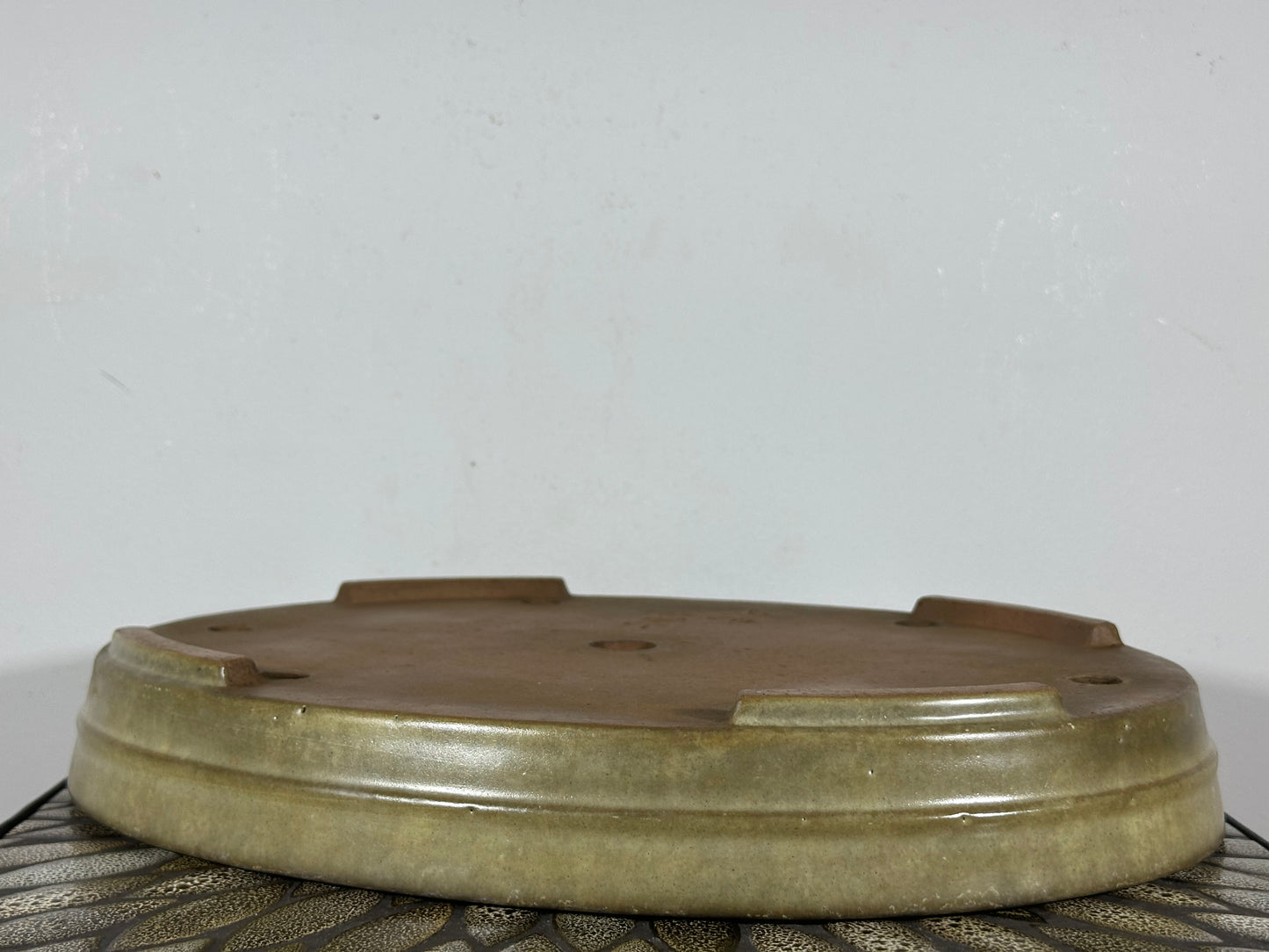 Preowned Japanese Tokoname Glazed Oval Bonsai Pot Yamafusa - 16” By 12.25”