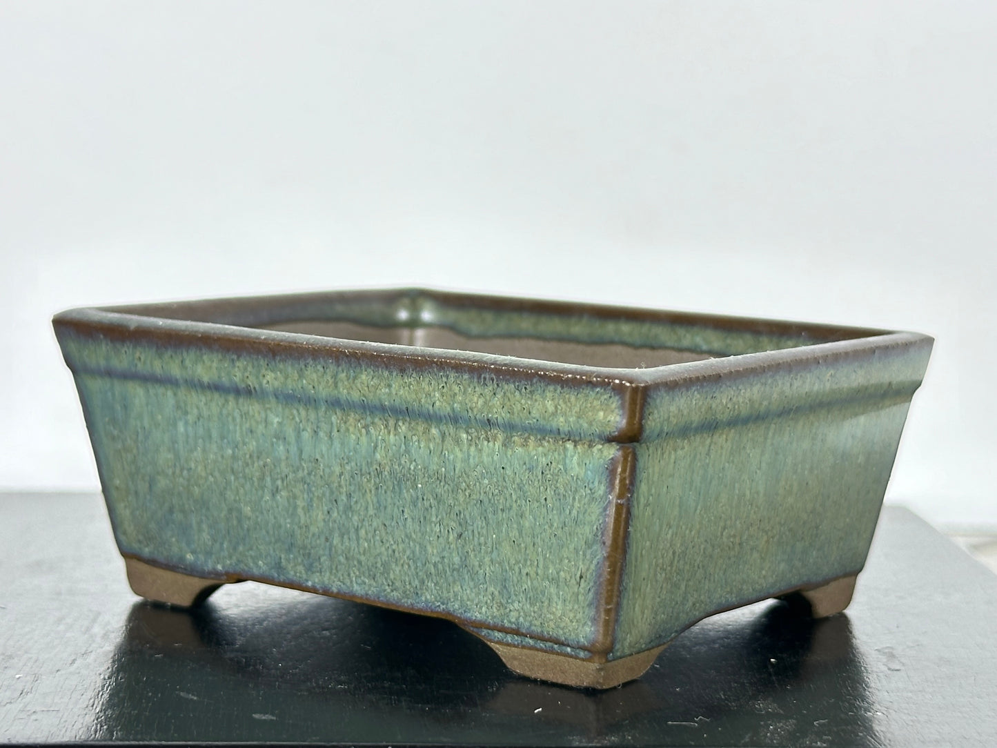 Preowned Japanese Tokoname Rectangular Bonsai Pot - 3.5” By 2 7/8”