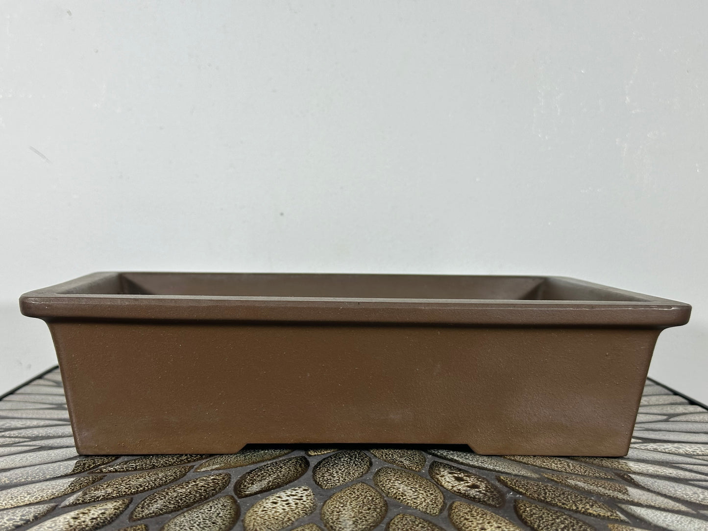 Preowned Japanese Tokoname Rectangular Unglazed Bonsai Pot Kaiyou - 11.25” By 8”