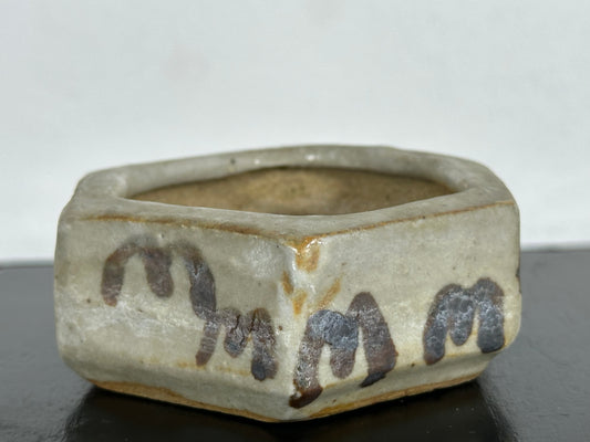 Preowned Japanese Hexagon Bonsai Pot Akebonoen - 3.5” By 3 1/8”