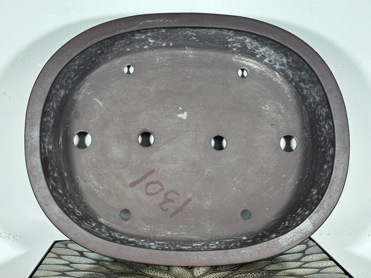 Preowned Japanese Tokoname Unglazed Deep Oval Bonsai Pot Yamaaki - 17.25” By 13.75”