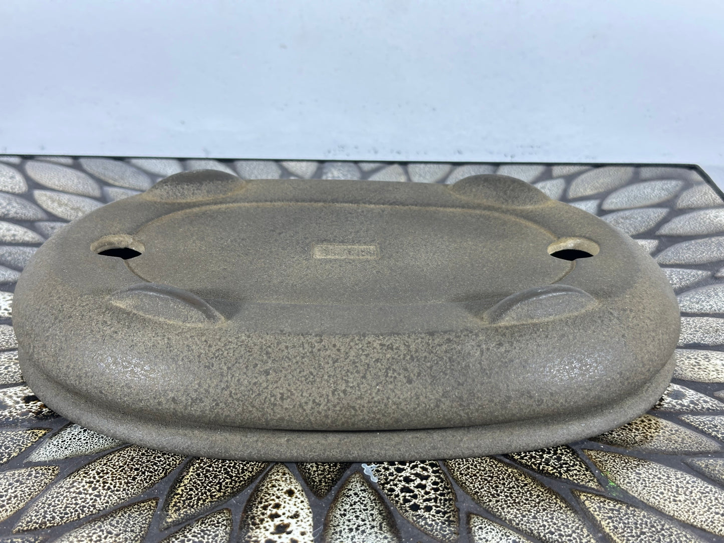 Preowned Vintage Japanese Tokoname Unglazed Bag Style Bonsai Pot Yamaaki - 10” By 6.5”