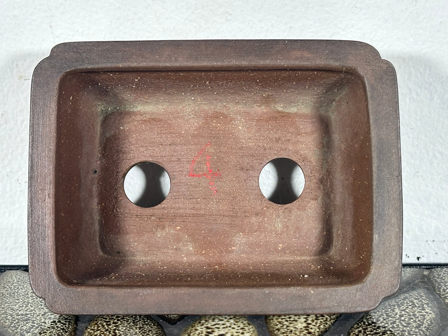 Preowned Japanese Tokoname Unglazed Rectangular Bonsai Pot - 4.25” By 3.25”