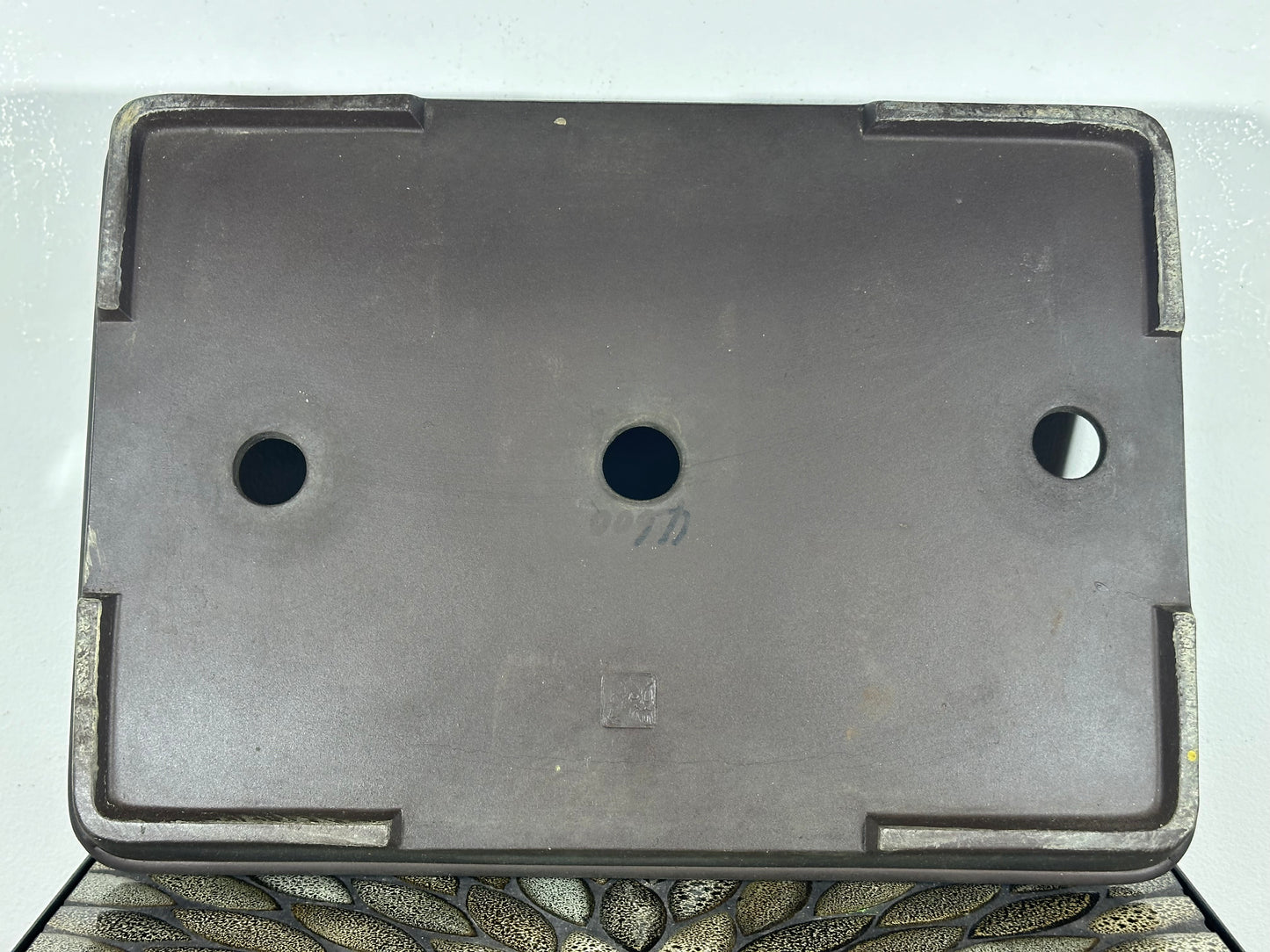 Preowned Japanese Tokoname Unglazed Shallow Rectangular Bonsai Pot Senkouen - 15.75” By 11”