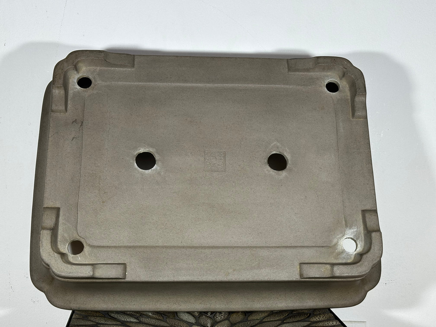 Preowned Japanese Tokoname Unglazed Rectangular Bonsai Pot Keizan - 22.25” By 17”