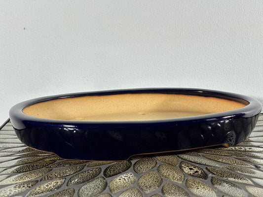 NEW Japanese Tokoname Glazed Oval Bonsai Pot REIHO - 12.75” By 9 1/8”