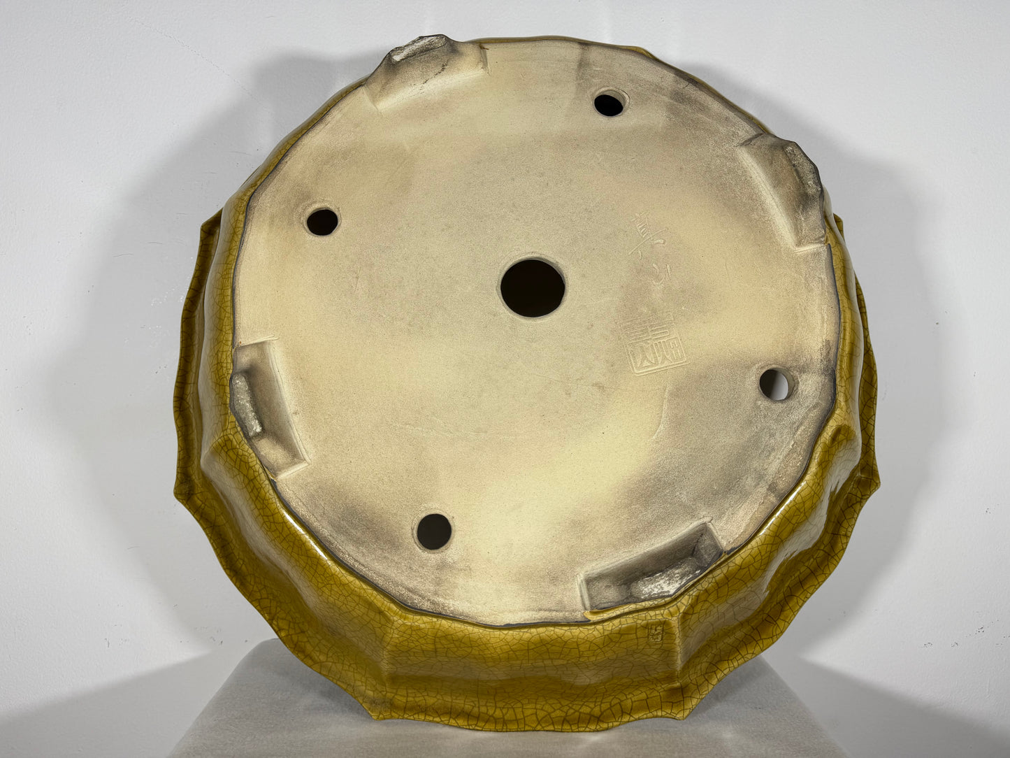 Preowned Japanese Tokoname Glazed Rinka Style Bonsai Pot Mazan Terahata - 20.75” By 20”