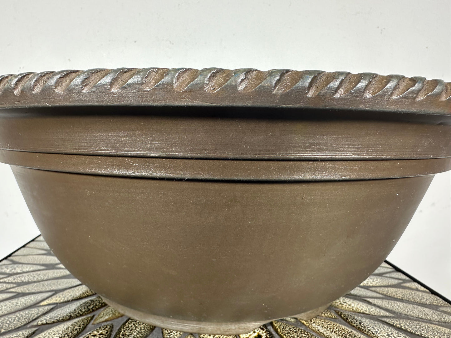 Preowned Vintage Japanese Tokoname Round Bonsai Pot Shigaraki - 15.5” By 5 7/8”