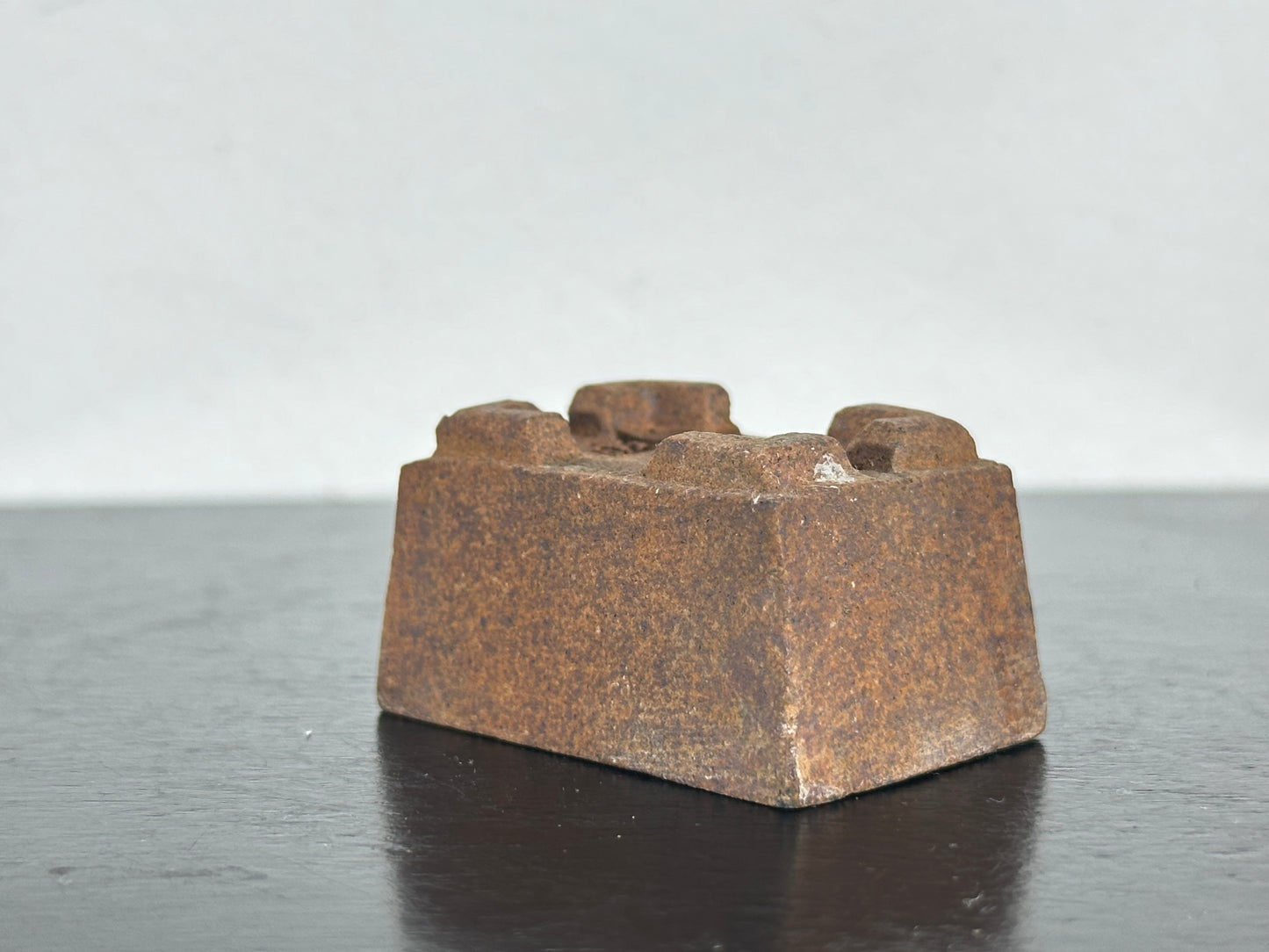 Preowned Japanese Tokoname Mame Rectangular Bonsai Pot with Stamp - 1.5” By 1”