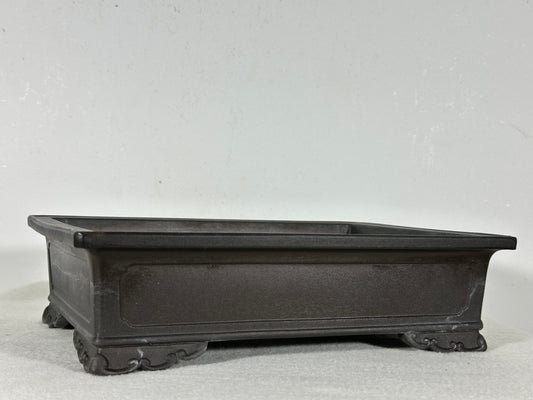 Preowned Japanese Tokoname Unglazed Rectangular Bonsai Pot - 11” By 7.75”